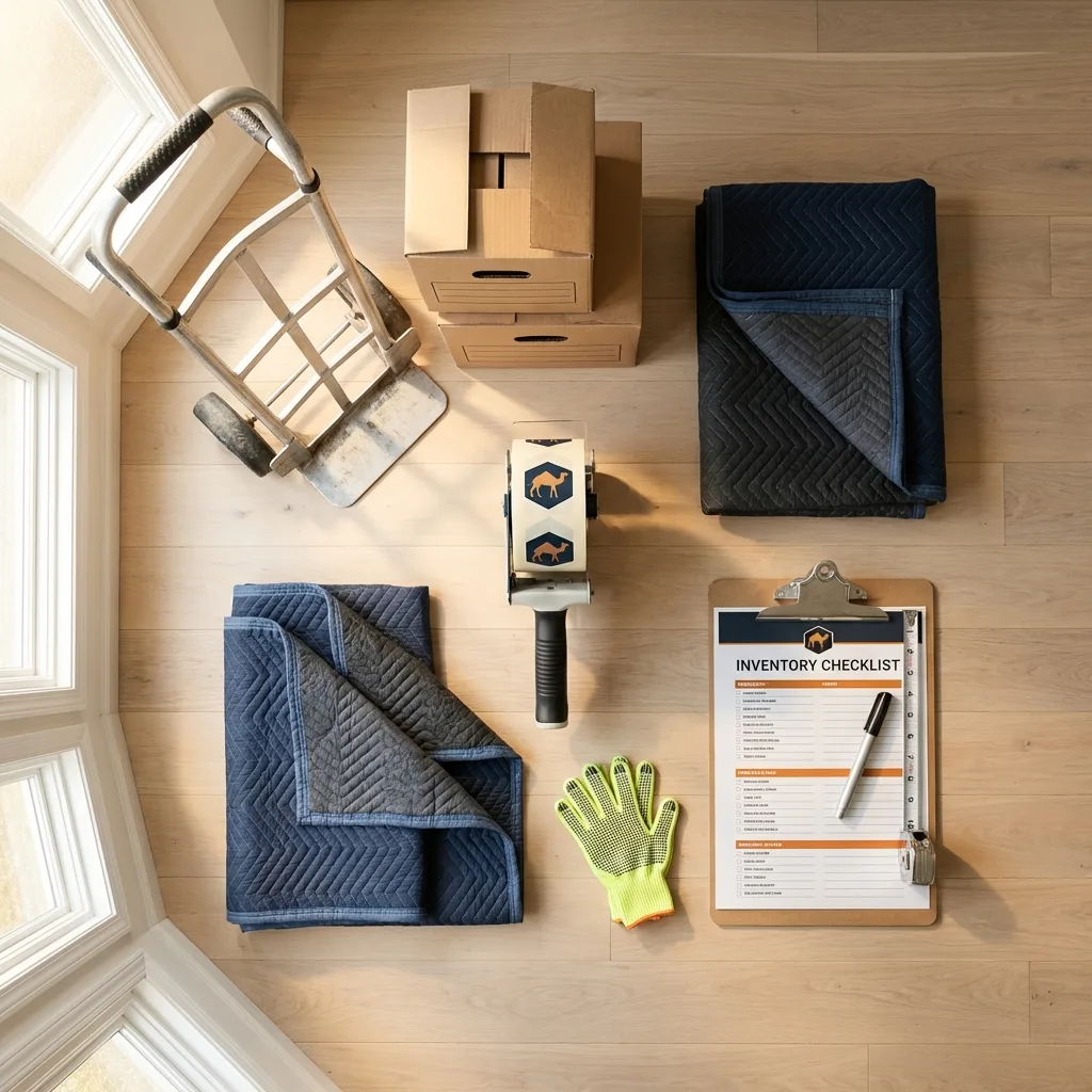Professional moving supplies and packing materials layout for Collegeville residential relocations